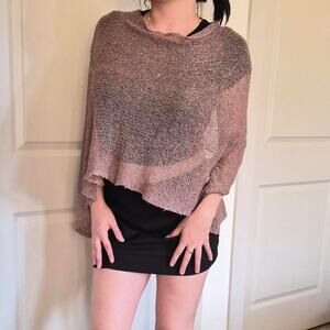 Brown and cream boho sparkly knit shrug